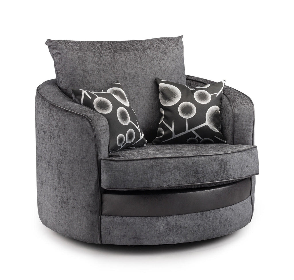 Shannon Black/Grey Sofa - Available Corner, 3 Seater, 2 Seater, Swivel Chair & Armchair