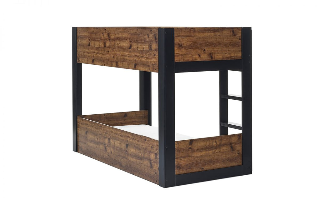 Kids Solomon Bunk Bed - All White or Rustic And Black - Optional Mattress