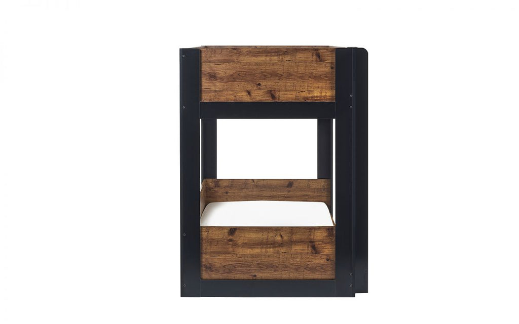 Kids Solomon Bunk Bed - All White or Rustic And Black - Optional Mattress