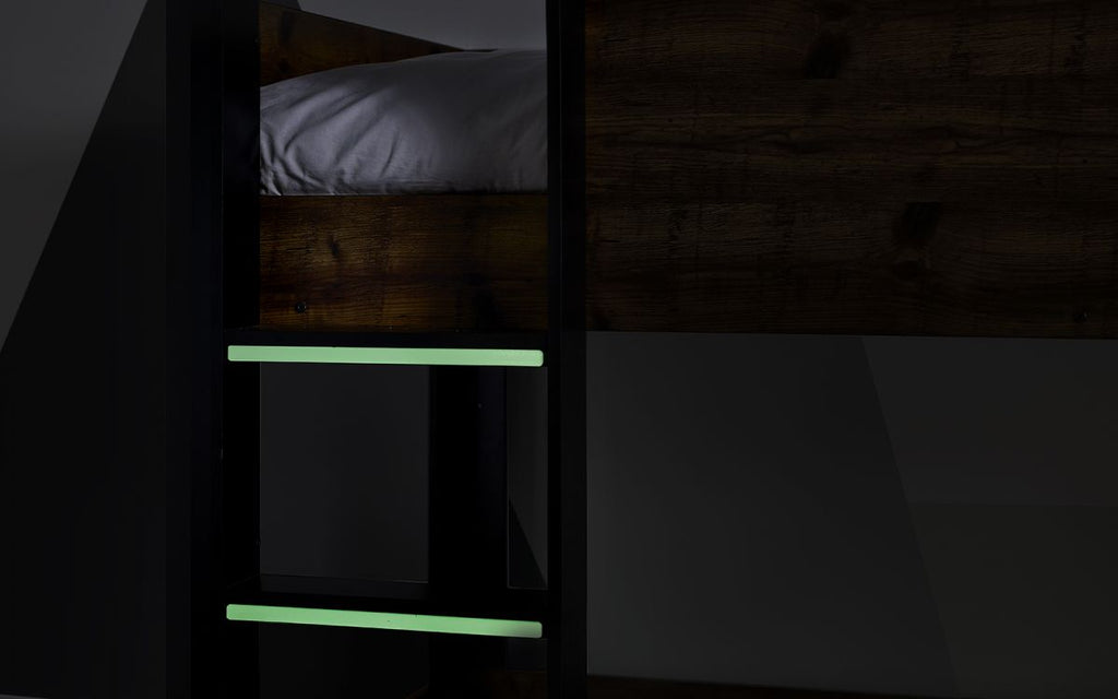 Kids Solomon Bunk Bed - All White or Rustic And Black - Optional Mattress