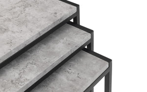 Staten Nest Of 3 Tables - Concrete Finish - 45cm D x 45cm W x 45cm H