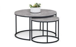 Staten Round Nesting Coffee Table - Concrete Finish - 80cm D x 80cm W x 50cm H