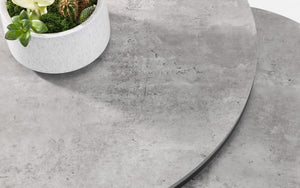 Staten Round Nesting Coffee Table - Concrete Finish - 80cm D x 80cm W x 50cm H