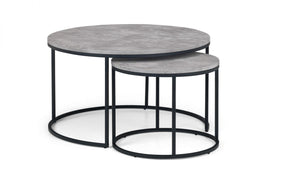 Staten Round Nesting Coffee Table - Concrete Finish - 80cm D x 80cm W x 50cm H