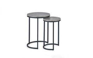 Staten Round Nesting Side Tables - Concrete Finish - 40cm D x 40cm W x 55cm H