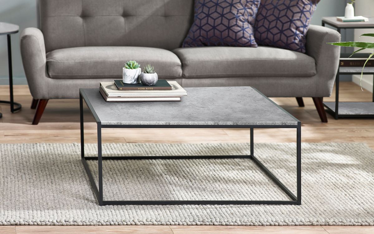 Staten Coffee Table - Concrete Finish - Available in Square or Rectangular Concrete Finish
