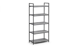 Staten Tall Bookcase - Concrete Finish - 32cm D x 63cm W x 140cm H