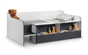 Kids Stella Low Sleeper Bed - Available in White, Sonoma Oak or Charcoal & White - Mattress Option