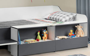 Kids Stella Low Sleeper Bed - Available in White, Sonoma Oak or Charcoal & White - Mattress Option