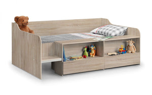 Kids Stella Low Sleeper Bed - Available in White, Sonoma Oak or Charcoal & White - Mattress Option