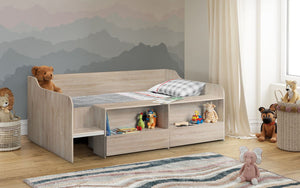 Kids Stella Low Sleeper Bed - Available in White, Sonoma Oak or Charcoal & White - Mattress Option