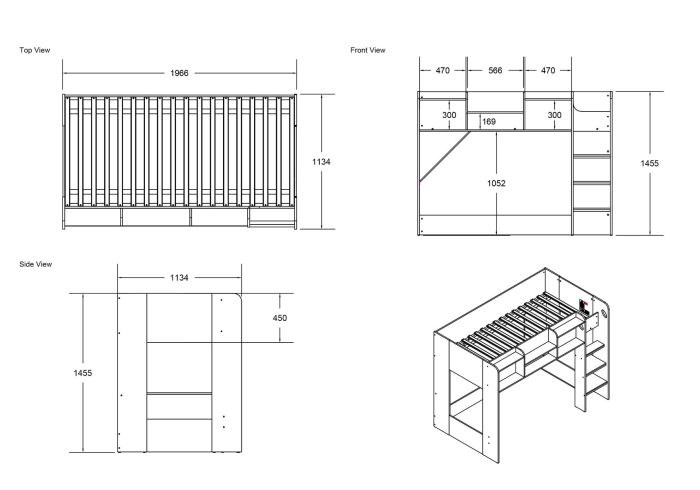 Merlin Junior Mid High Cabin Station - Available in White or Grey