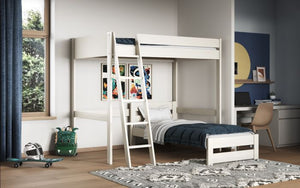 Noomi Tera Small Double High Sleeper With Single L Shaped Bed - Colour Options Available - White or Grey