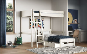 Noomi Tera Small Double High Sleeper With Single L Shaped Bed - Colour Options Available - White or Grey