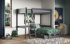 Noomi Tera Small Double High Sleeper With Single L Shaped Bed - Colour Options Available - White or Grey