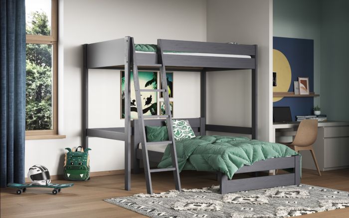 Noomi Tera Small Double High Sleeper With Small Double L Shaped Bed - Colour Options Available - White or Grey