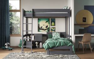 Noomi Tera Small Double High Sleeper With Single L Shaped Bed - Colour Options Available - White or Grey