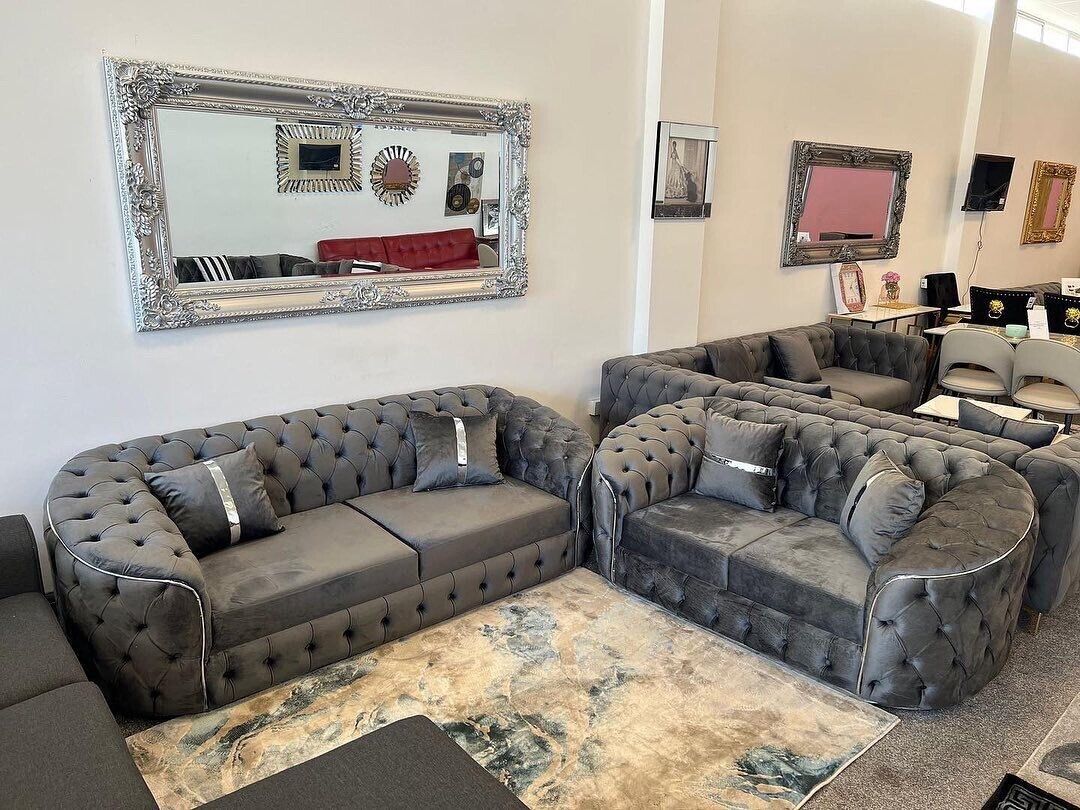 Toro Sofa Set - 3+2+Arm Chair & Corner Options - Available in Black & Gold or Grey & Silver