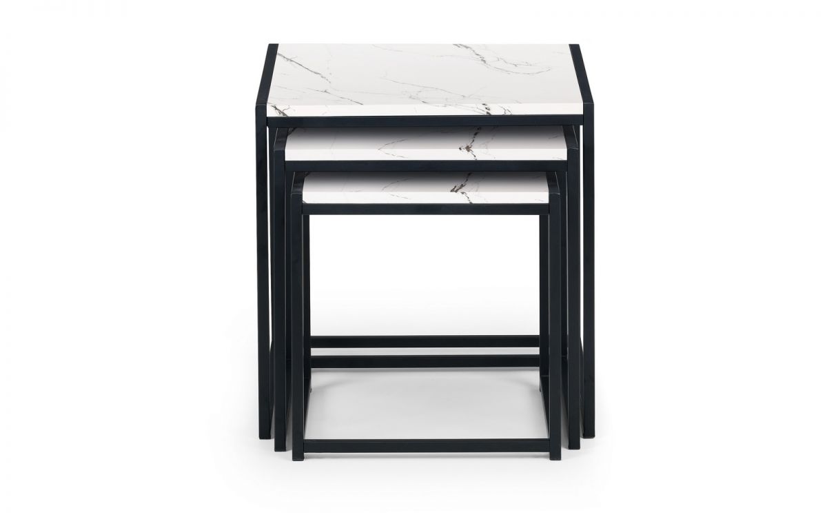 Tribeca Nest of Tables - White Marble or Sonoma Oak or Walnut - 45cm D x 45cm W x 45cm H