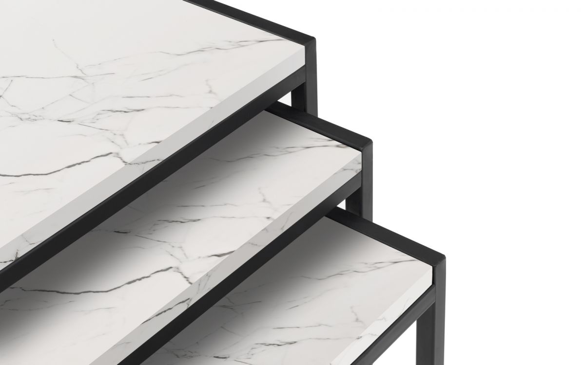 Tribeca Nest of Tables - White Marble or Sonoma Oak or Walnut - 45cm D x 45cm W x 45cm H
