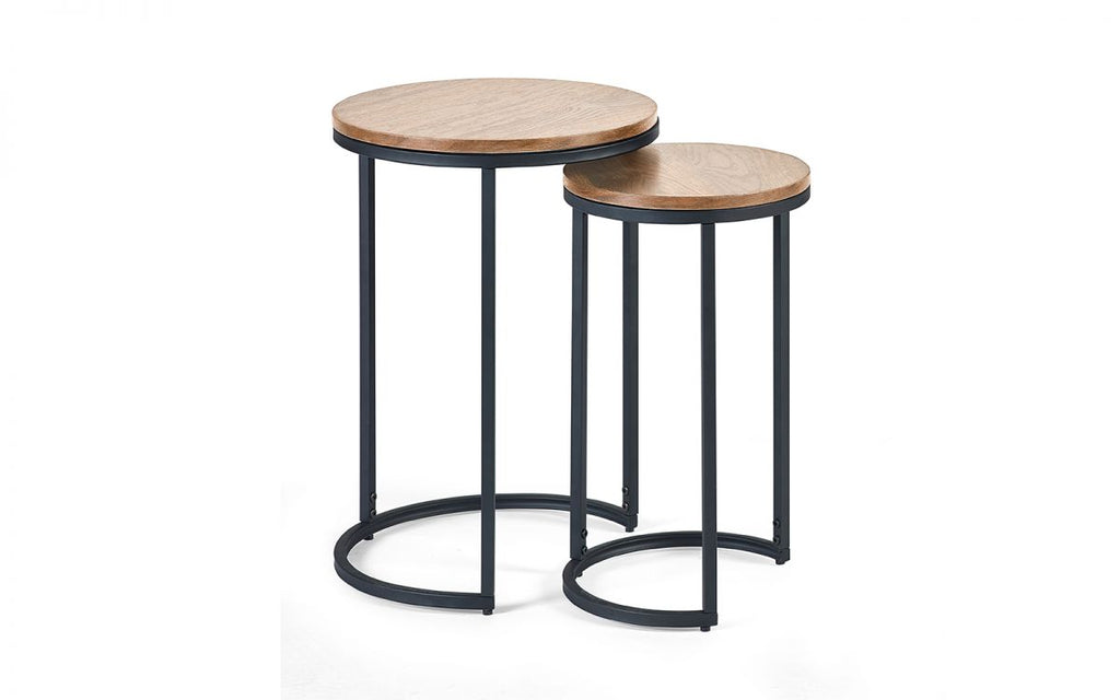 Tribeca Round Nesting Side Tables - Sonoma Oak or Walnut - 40cm D x 40cm W x 55cm H