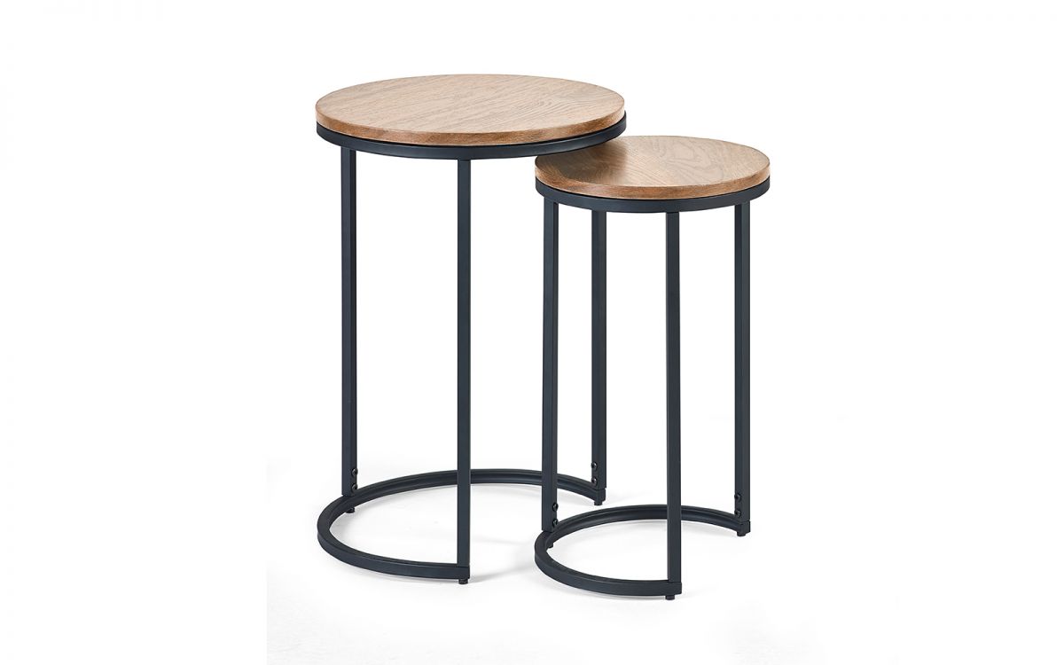 Tribeca Round Nesting Side Tables - Sonoma Oak or Walnut - 40cm D x 40cm W x 55cm H