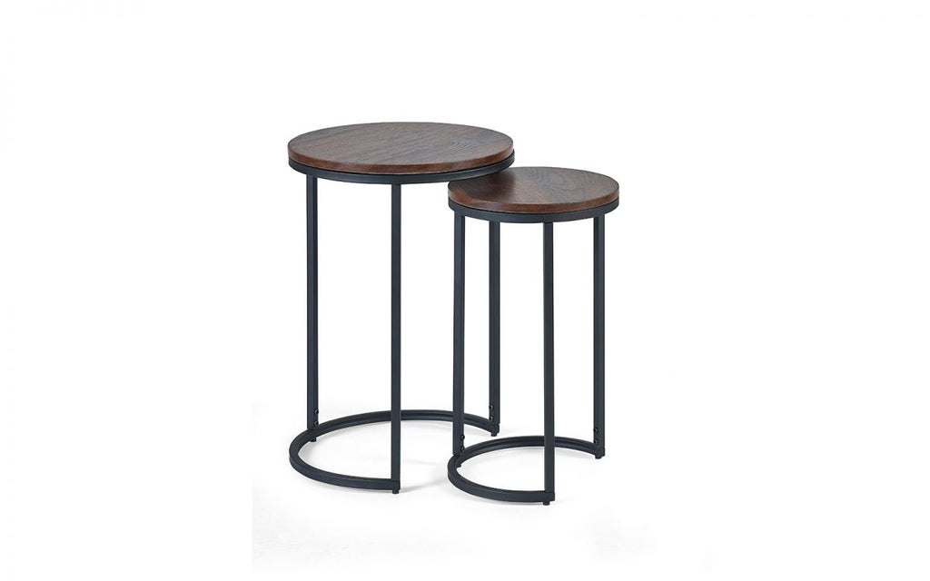 Tribeca Round Nesting Side Tables - Sonoma Oak or Walnut - 40cm D x 40cm W x 55cm H