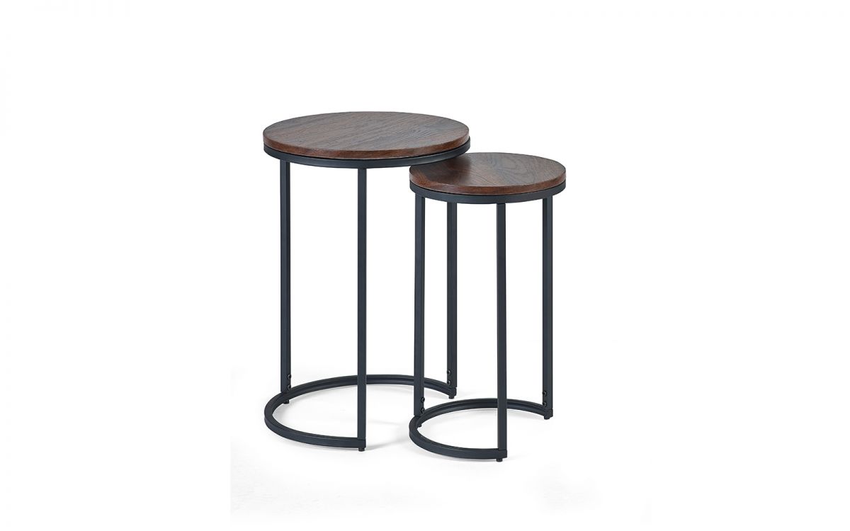 Tribeca Round Nesting Side Tables - Sonoma Oak or Walnut - 40cm D x 40cm W x 55cm H