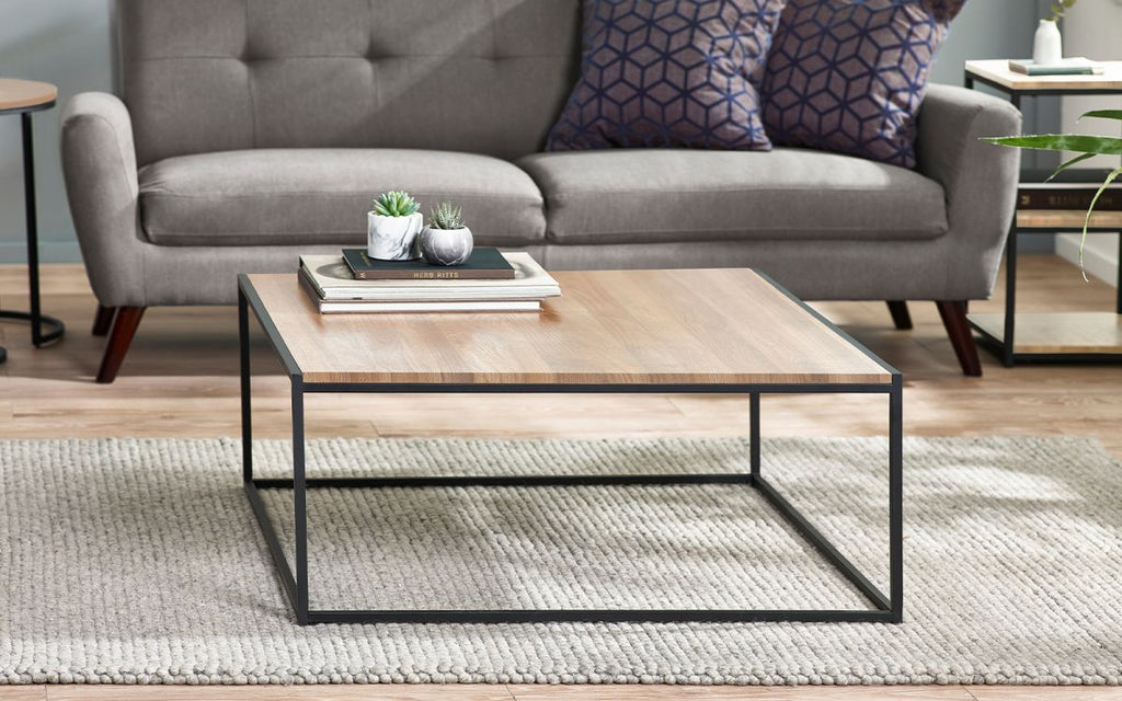 Tribeca Square Coffee Table - Sonoma Oak or Walnut - 90cm W x 40cm H