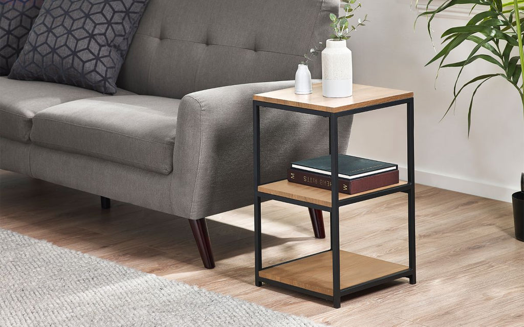 Tribeca Tall Narrow Side Table - Sonoma Oak or Walnut - 35cm D x 35cm W x 60cm H