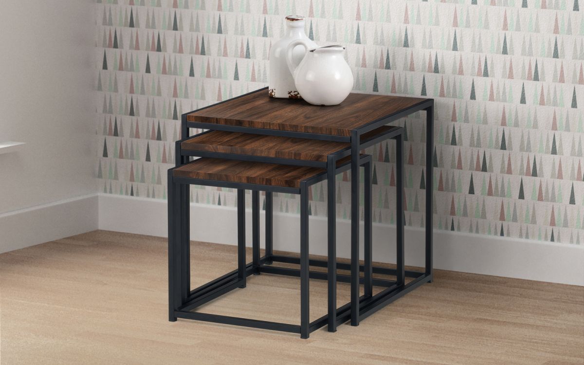Tribeca Nest of Tables - White Marble or Sonoma Oak or Walnut - 45cm D x 45cm W x 45cm H