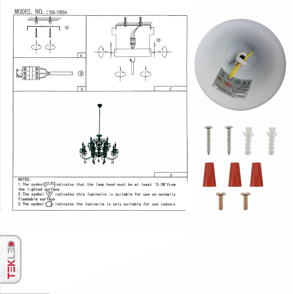 Taurus Amber Crystals Rice White with Gold Brushed Metal Arm Ceiling Chandelier Light E14 - Available in 3, 6, 8 * 12 Candle