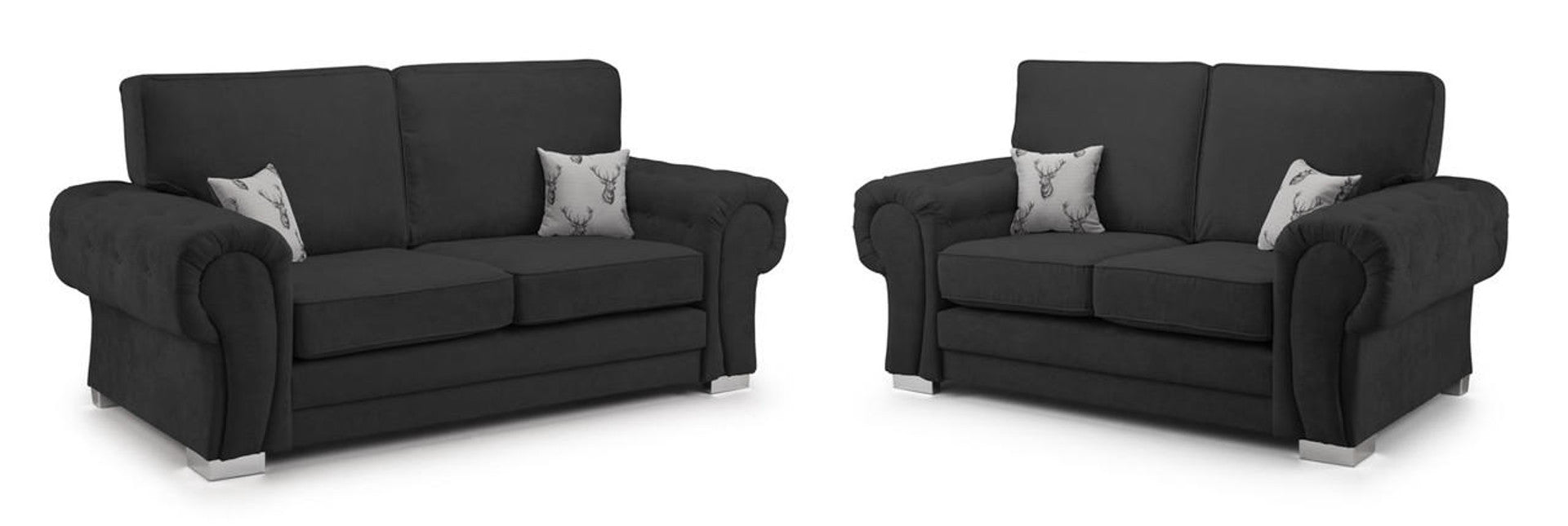 Varona Scatterback/Fullback Sofa - Black or Grey - Available Large Corner, RHF/LHF Corner, 3 Seater, 2 Seater, Swivel Chair, Armchair Or Sofa Bed