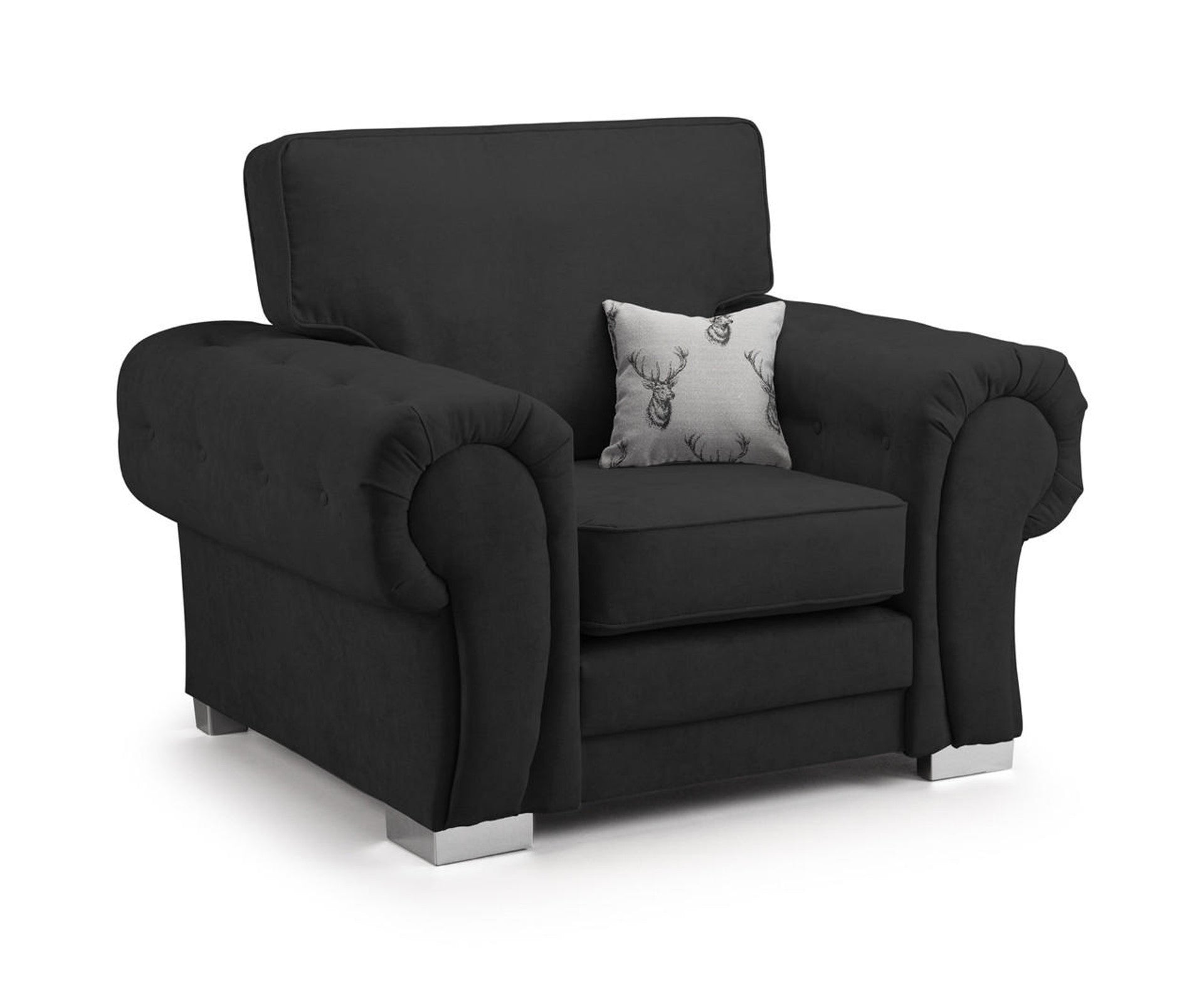 Varona Scatterback/Fullback Sofa - Black or Grey - Available Large Corner, RHF/LHF Corner, 3 Seater, 2 Seater, Swivel Chair, Armchair Or Sofa Bed