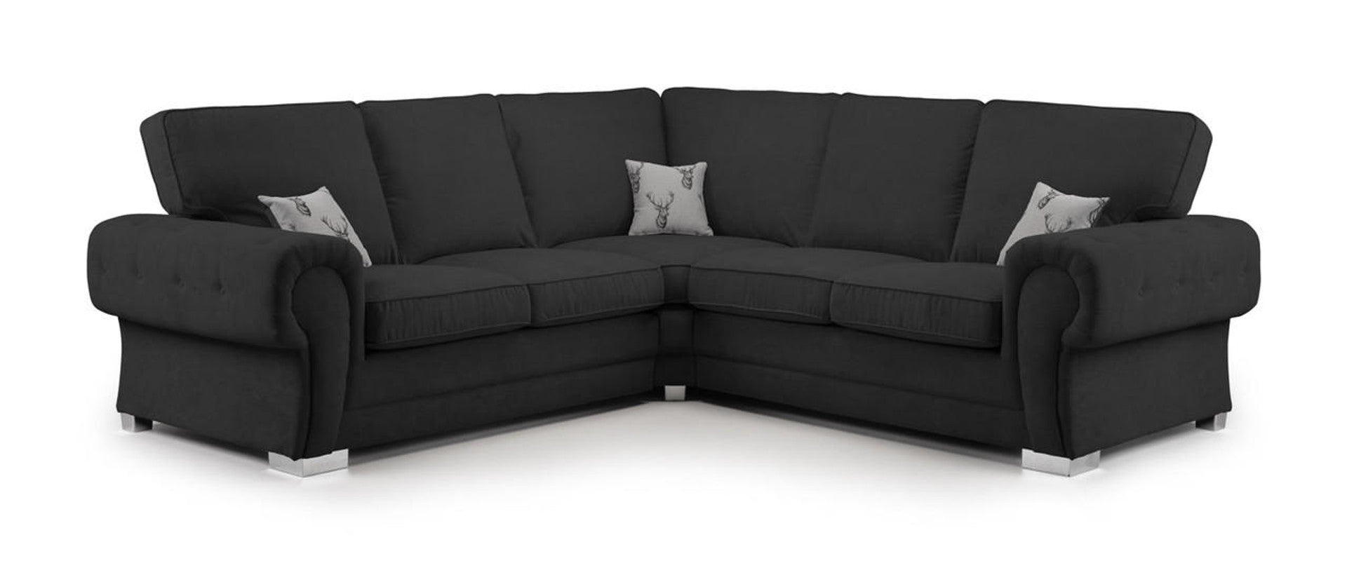 Varona Scatterback/Fullback Sofa - Black or Grey - Available Large Corner, RHF/LHF Corner, 3 Seater, 2 Seater, Swivel Chair, Armchair Or Sofa Bed