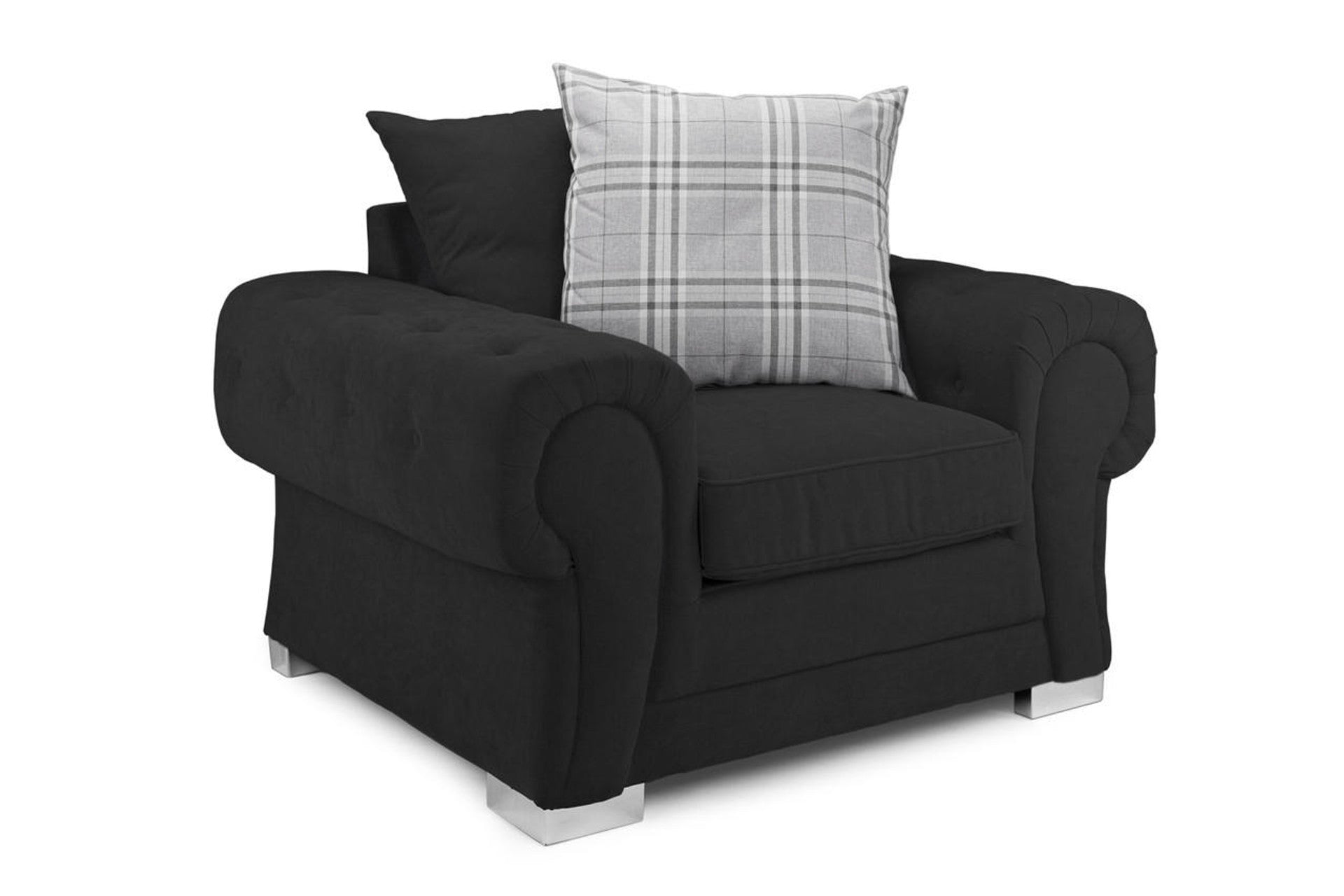 Varona Scatterback/Fullback Sofa - Black or Grey - Available Large Corner, RHF/LHF Corner, 3 Seater, 2 Seater, Swivel Chair, Armchair Or Sofa Bed