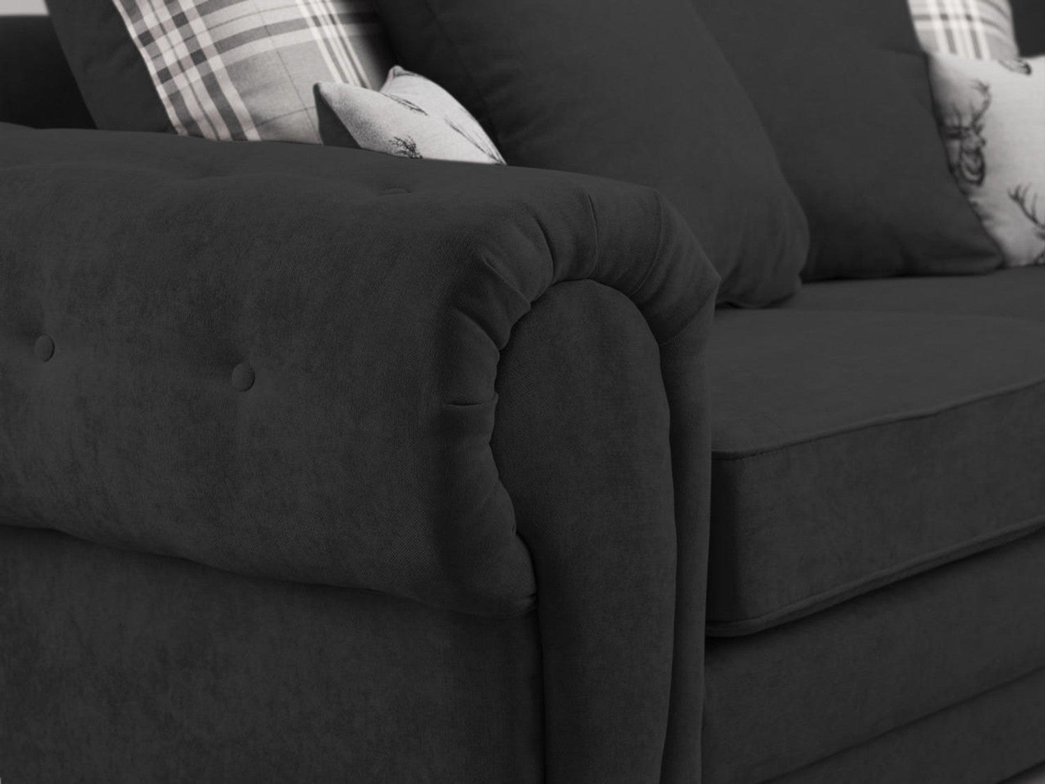 Varona Scatterback/Fullback Sofa - Black or Grey - Available Large Corner, RHF/LHF Corner, 3 Seater, 2 Seater, Swivel Chair, Armchair Or Sofa Bed