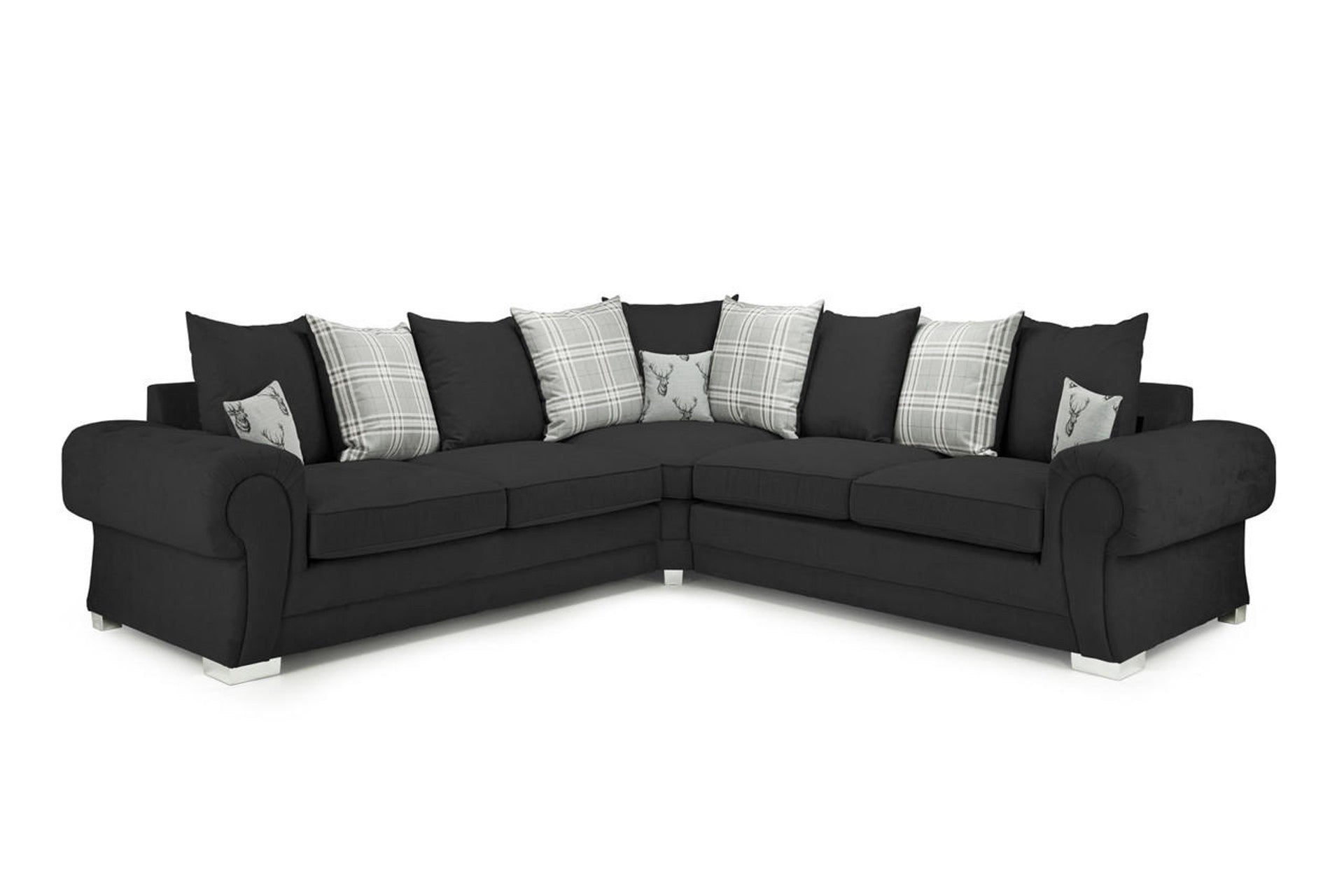 Varona Scatterback/Fullback Sofa - Black or Grey - Available Large Corner, RHF/LHF Corner, 3 Seater, 2 Seater, Swivel Chair, Armchair Or Sofa Bed
