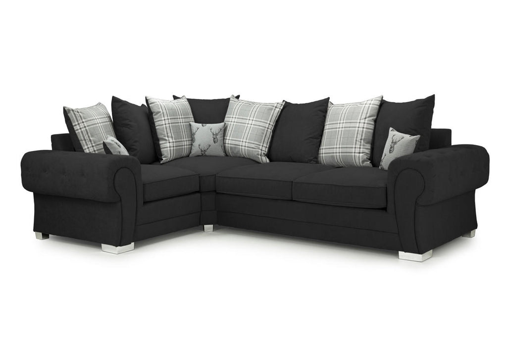 Varona Scatterback/Fullback Sofa - Black or Grey - Available Large Corner, RHF/LHF Corner, 3 Seater, 2 Seater, Swivel Chair, Armchair Or Sofa Bed