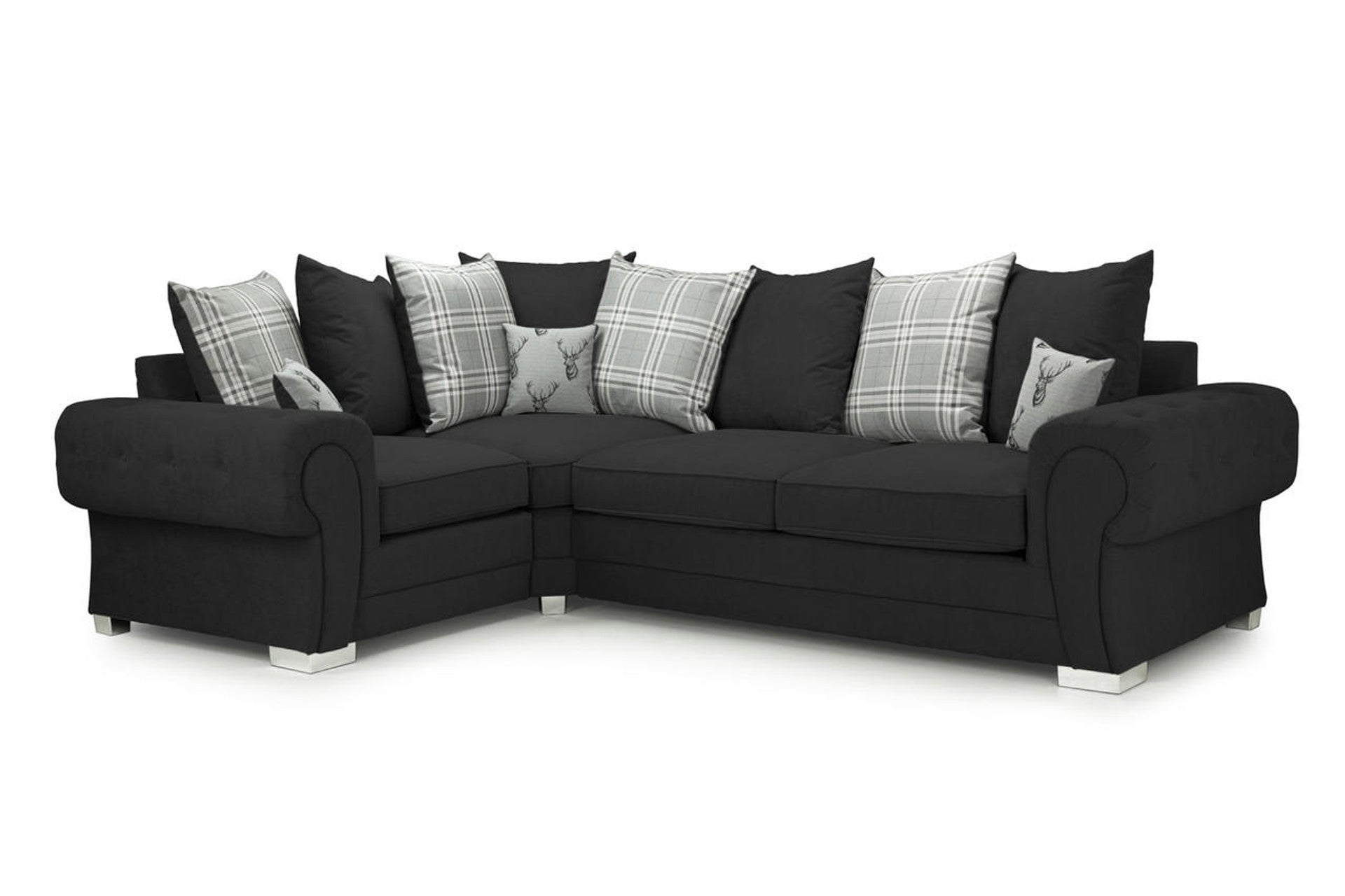 Varona Scatterback/Fullback Sofa - Black or Grey - Available Large Corner, RHF/LHF Corner, 3 Seater, 2 Seater, Swivel Chair, Armchair Or Sofa Bed