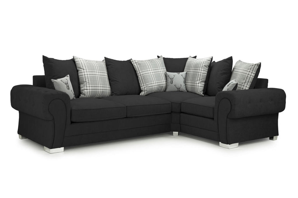 Varona Scatterback/Fullback Sofa - Black or Grey - Available Large Corner, RHF/LHF Corner, 3 Seater, 2 Seater, Swivel Chair, Armchair Or Sofa Bed