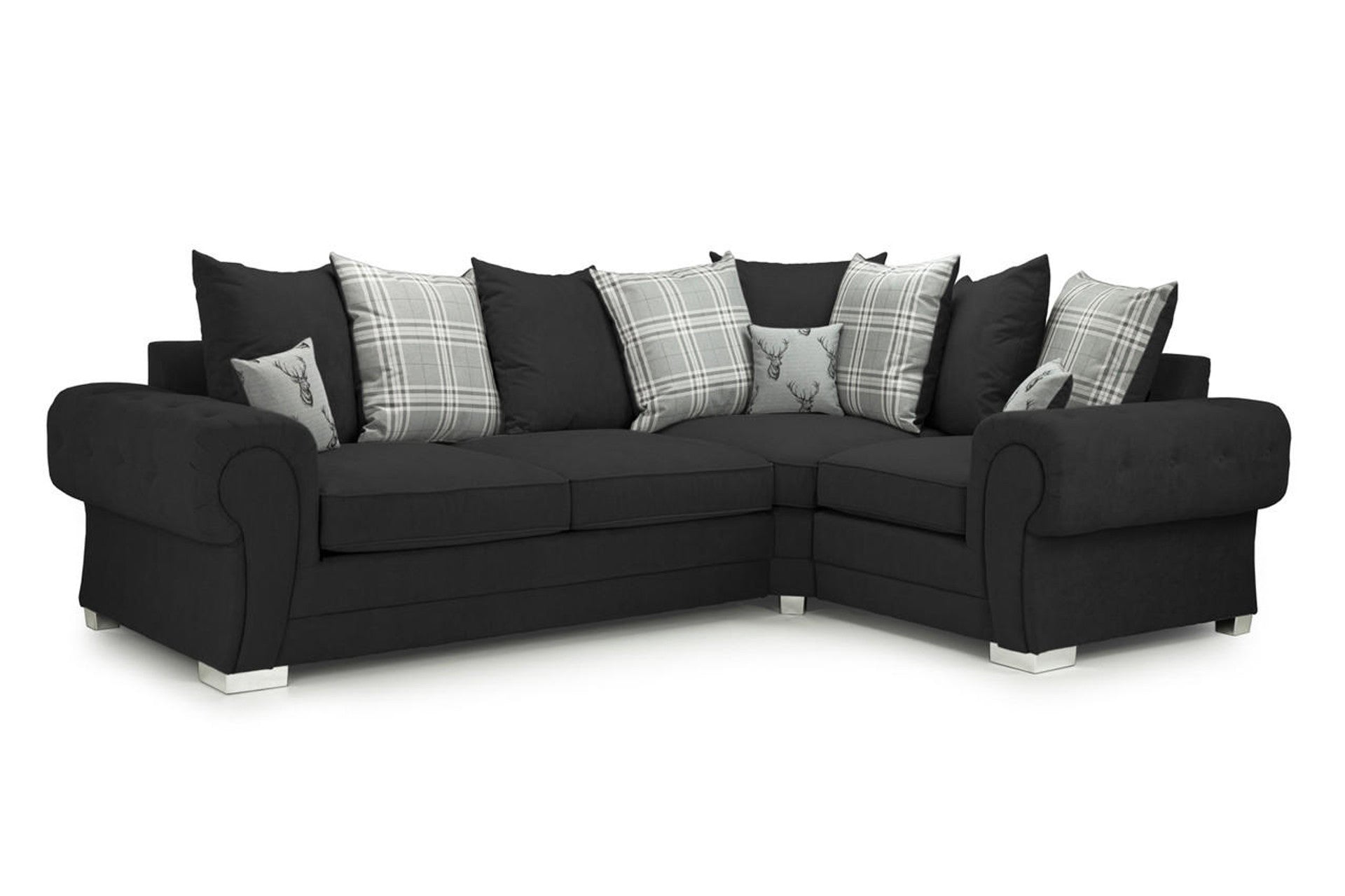 Varona Scatterback/Fullback Sofa - Black or Grey - Available Large Corner, RHF/LHF Corner, 3 Seater, 2 Seater, Swivel Chair, Armchair Or Sofa Bed