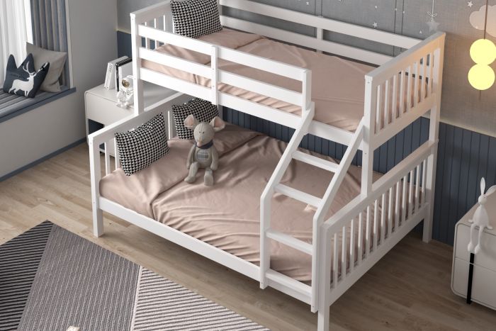 Wooden Zoom Triple Bunk Bed - Grey & White