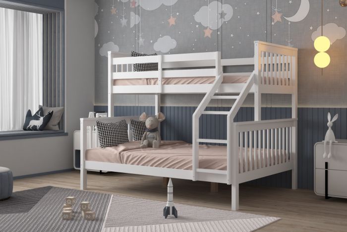 Wooden Zoom Triple Bunk Bed - Grey & White