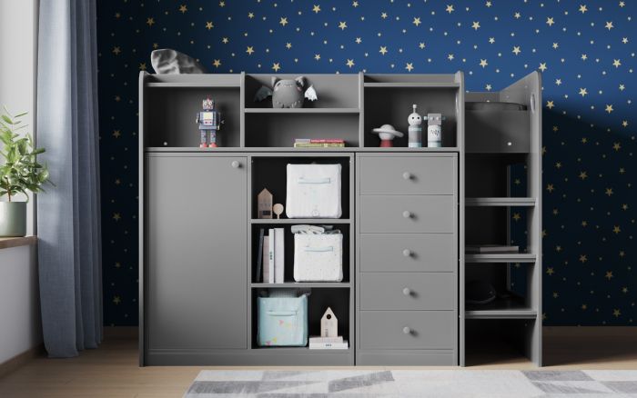 Wizard juniour High Sleeper Storage Station Bed - Available in White or Grey