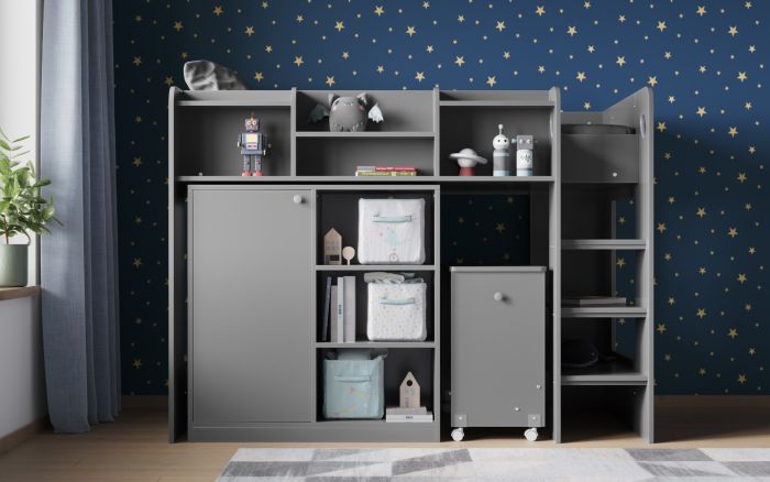 Wizard juniour High Sleeper Work-Station Bed - Available in White or Grey