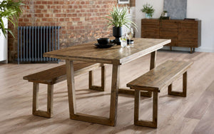 Woburn Rustic Dining Table With Optional Bench - RECYCLED/RECLAIMED Pine - Colour Cashew