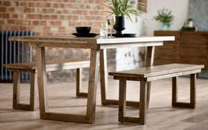 Woburn Rustic Dining Table With Optional Bench - RECYCLED/RECLAIMED Pine - Colour Cashew