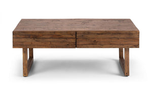 Woburn Rustic 2 Drawer Coffee Table - RECYCLED/RECLAIMED Pine - Colour Cashew