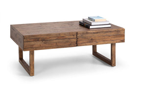 Woburn Rustic 2 Drawer Coffee Table - RECYCLED/RECLAIMED Pine - Colour Cashew